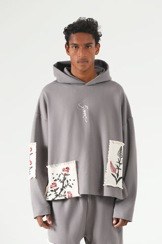 Blockprint charcoal hoodie