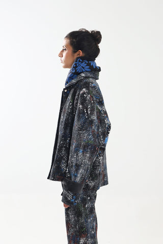 "RACING MIND" HAND PRINTED DENIM TROUSERS - Rastah