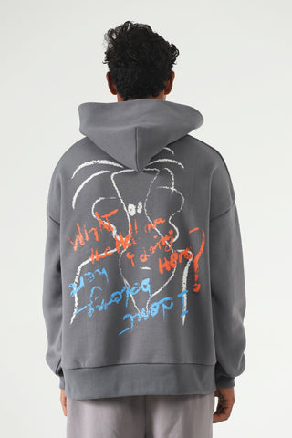 "Mein kon hoon" space greey hoodie