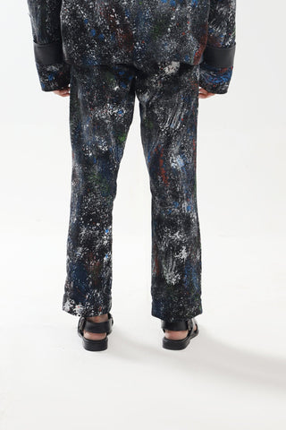 "RACING MIND" HAND PRINTED DENIM TROUSERS - Rastah
