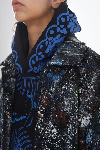 "RACING MIND" HAND PRINTED DENIM JACKET - Rastah
