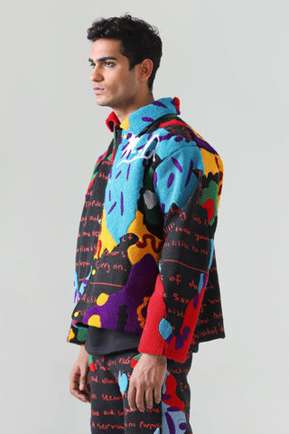 "Mindfulness" embroidered coach jacket