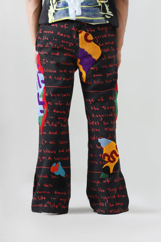 "Mindfullness" embroidered denim pants