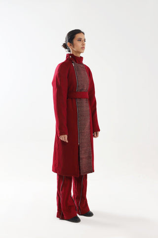 RED WOOLEN LONG COAT - Rastah