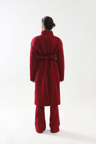 RED WOOLEN LONG COAT - Rastah