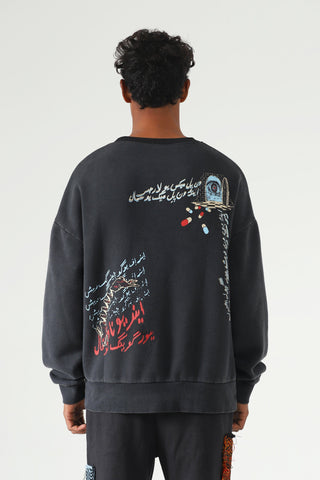 "White rabbit" oil wash sweatshirt