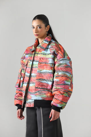 "Waves of love" quilted bomber
