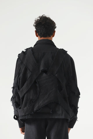 Handwoven denim strap jacket