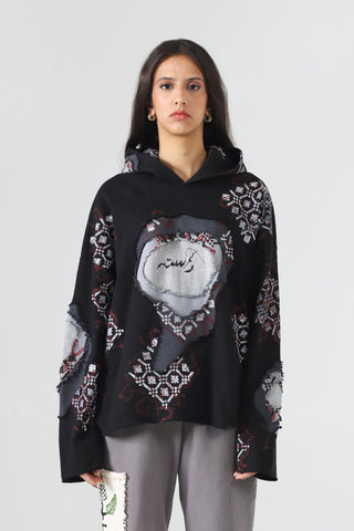 "Cyclone" block print hoodie