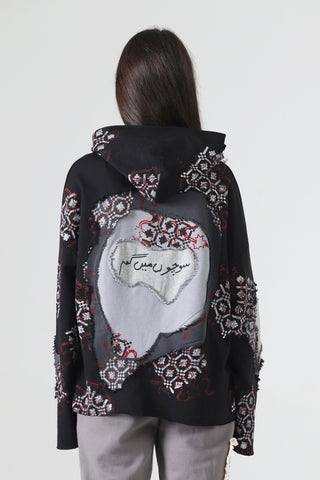 "Cyclone" block print hoodie