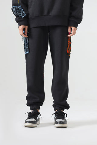 Handwoven patch sweatpants