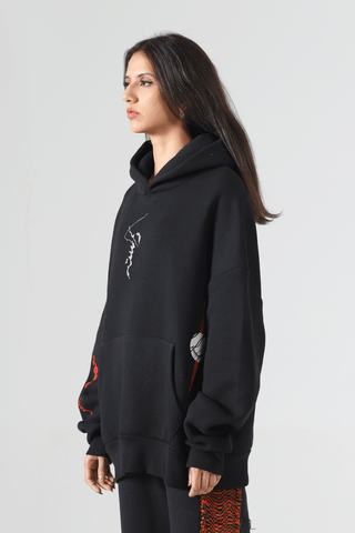 "Meri kahani" screen printed black hoodie