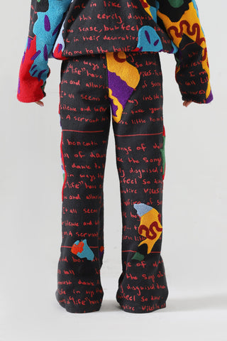 "Mindfullness" embroidered denim pants