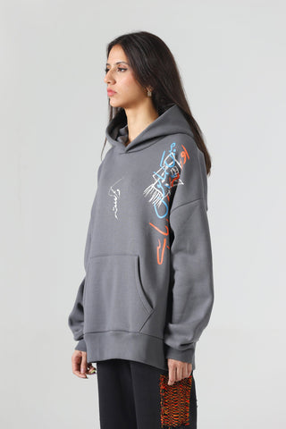 "Mein kon hoon" space greey hoodie