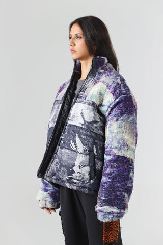 "Sandman" printed sherpa puffer jacket