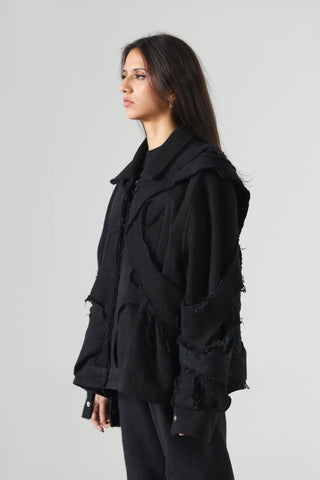 Handwoven denim strap jacket