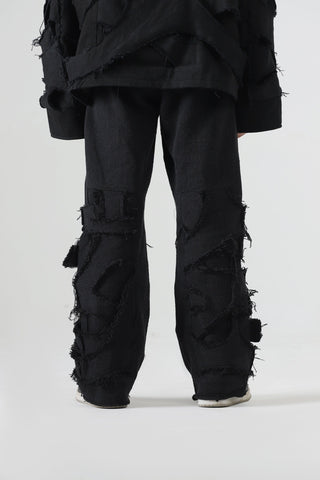 Denim handwoven strap pants