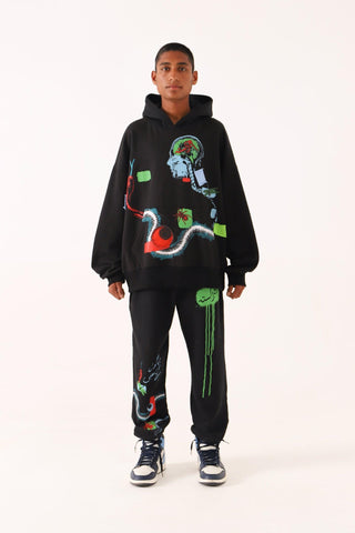 "DISTORTION AMONG US" HAND PRINTED SWEATPANTS - Rastah
