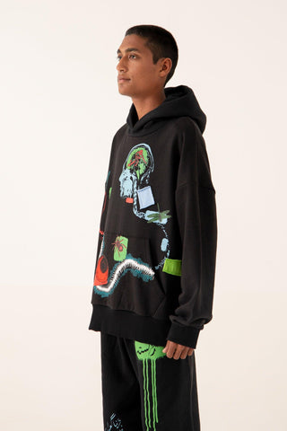 DISTORTION AMONG US - BLACK HOODIE - Rastah