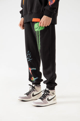 "DISTORTION AMONG US" HAND PRINTED SWEATPANTS - Rastah
