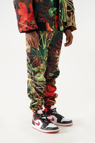 JUNGLE PRINTED SATIN SWEATPANTS - Rastah