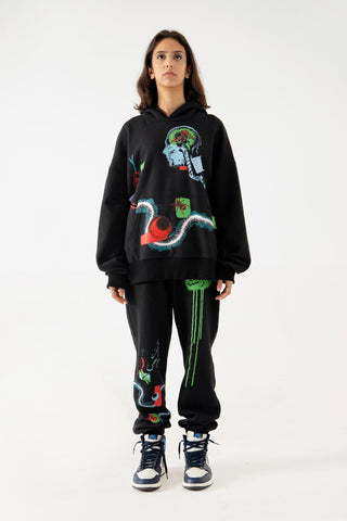DISTORTION AMONG US - BLACK HOODIE - Rastah