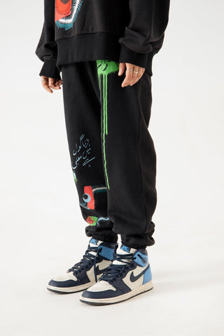 "DISTORTION AMONG US" HAND PRINTED SWEATPANTS - Rastah