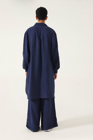 HANDWOVEN NAVY BLUE KAMEEZ (LONG SHIRT) - Rastah