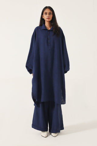 HANDWOVEN NAVY BLUE KAMEEZ (LONG SHIRT) - Rastah