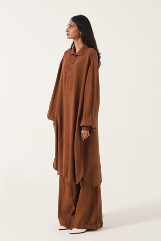 BROWN HANDWOVEN FLARED TROUSERS - Rastah