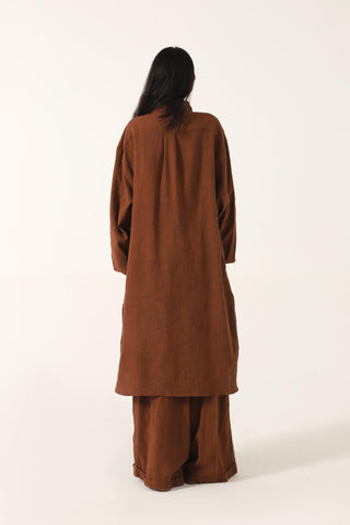 BROWN HANDWOVEN KAMEEZ (LONG SHIRT) - Rastah