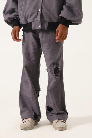 GREY HANDMADE DENIM TROUSERS - Rastah