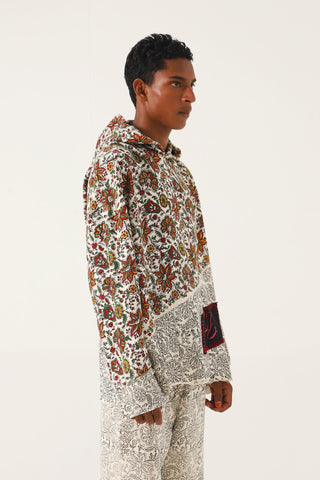 "PARADOX" BEIGE BLOCK PRINT HOODIE - Rastah