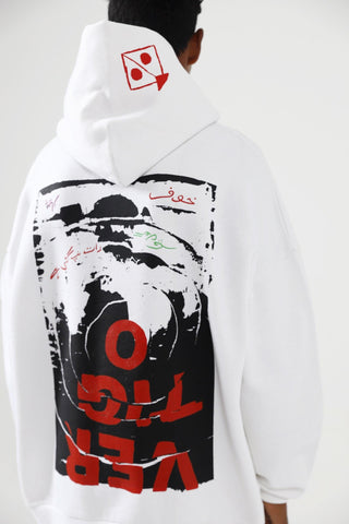 "A-POLITICAL" HAND PRINTED WHITE HOODIE - Rastah
