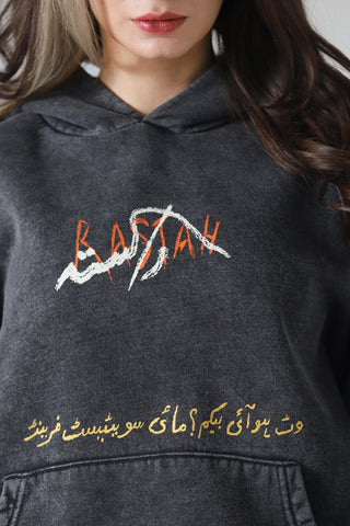 "Sweet friend" grey acid wash hoodie