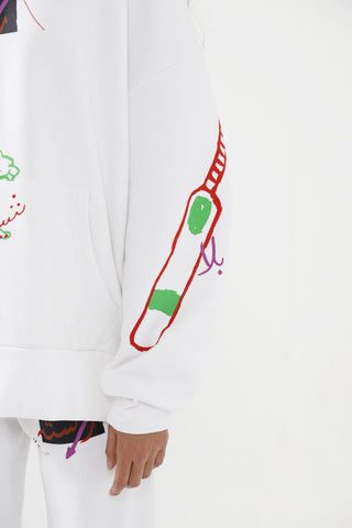 "A-POLITICAL" HAND PRINTED WHITE HOODIE - Rastah