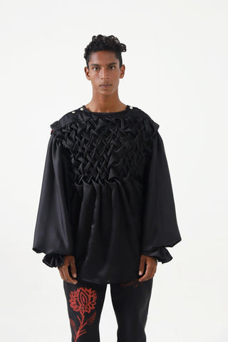 OVERSIZED SILK HAND SMOCKED TOP - Rastah