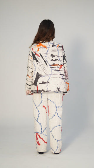 Quilted Block-Print Mixed Media Top - Rastah