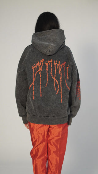 Exploding Mango Acid Wash Hoodie - Rastah