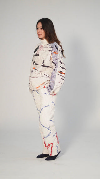 Quilted Block-Print Mixed Media Top - Rastah
