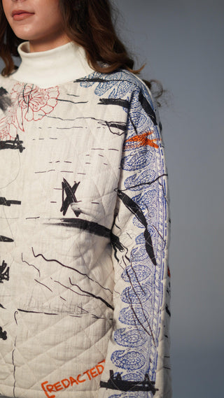 Quilted Block-Print Mixed Media Top - Rastah