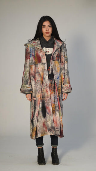 Hand Block Printed Pleated Long Coat - Rastah