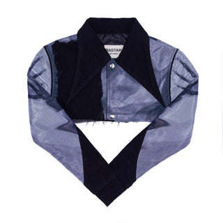 Cropped Skeleton Print Organza Shirt - Rastah