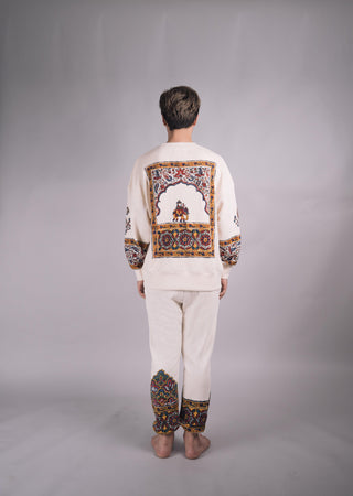 ‘Kalamkaar’ Block-Print Crew Neck Sweatshirt - Rastah