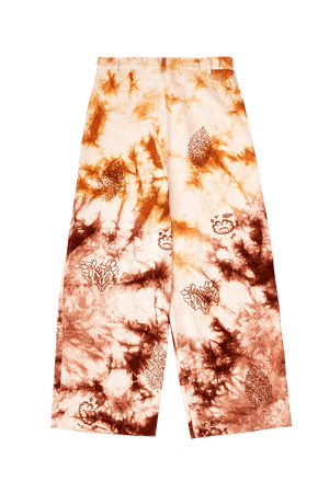 Smoked block print denim pants