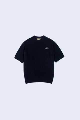 Black Knit Polo Sweater