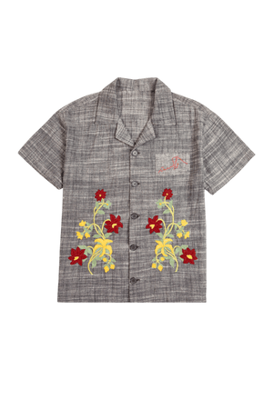 Grey embellished khaddar button-down