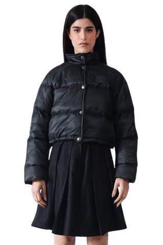 Black Nylon Puffer Crop Jacket