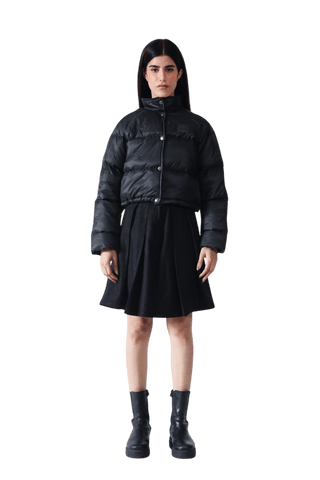 Black Nylon Puffer Crop Jacket