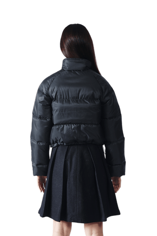 Black Nylon Puffer Crop Jacket